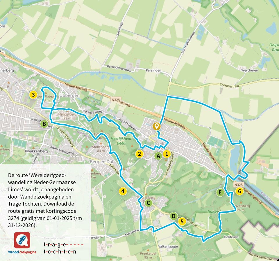 Routekaart Rondje Nijmegen - Berg en Dal