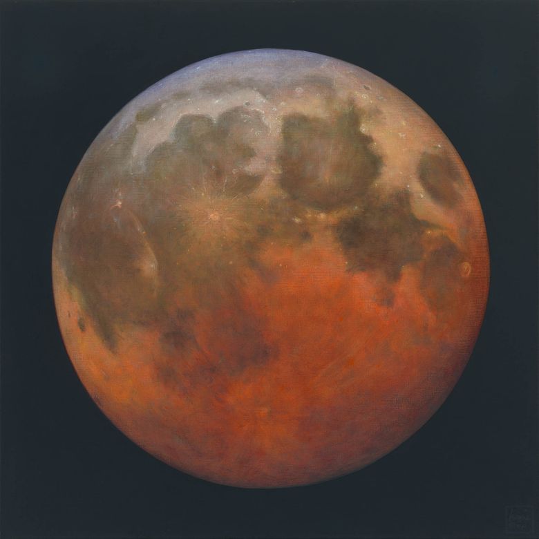 Maansverduistering, olieverf op linnen, 100 x 100 cm