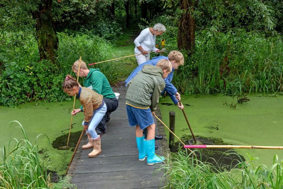 Foto van kinderen bij slootje