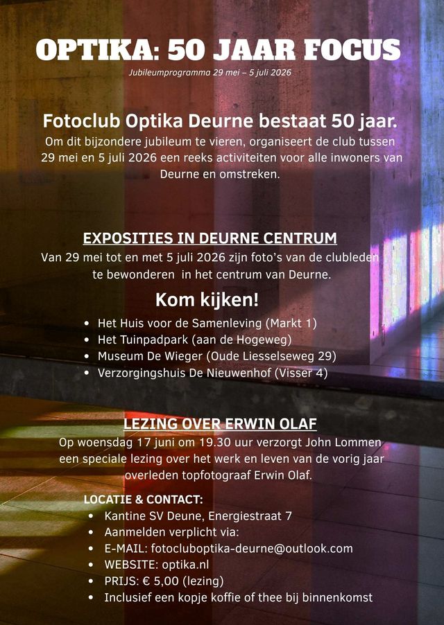 Affiche Fotoclub Optika: 50 jaar Focus - Exposities in Deurne