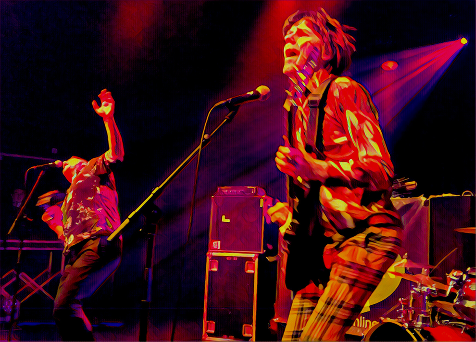 Personen aan het optreden op het podium