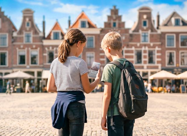 2 kinderen die samen een route van Loculy lopen