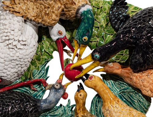 Diverse vogels op een schilderij