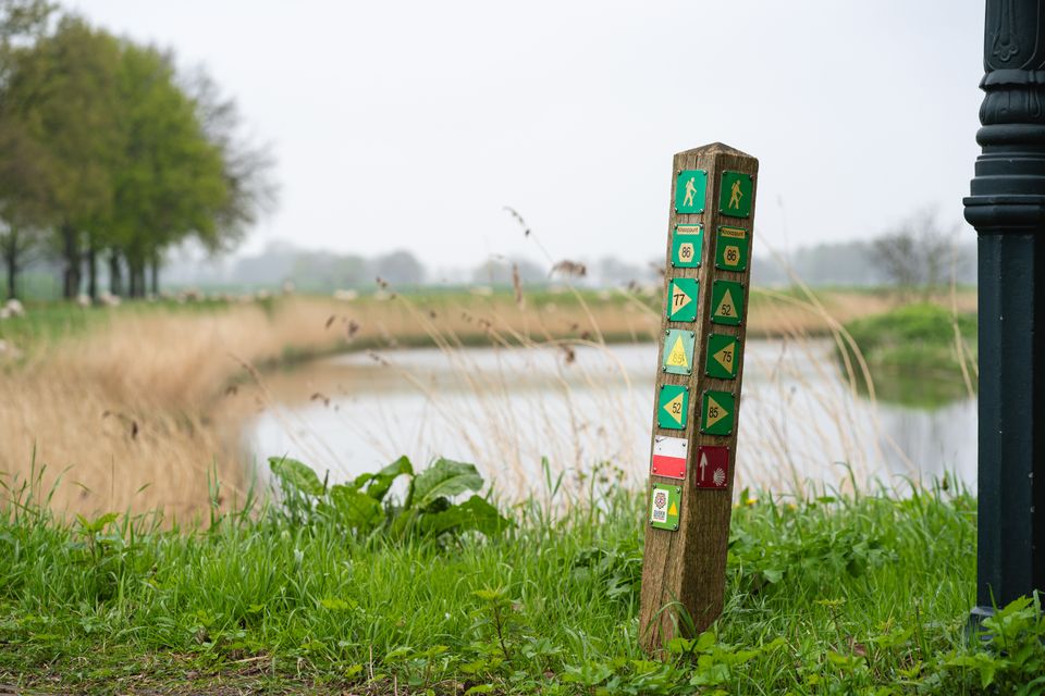 Paaltje met wandel knooppunten