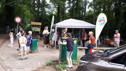 Foto van het informatiepunt voor de speurtocht bij het Panbos