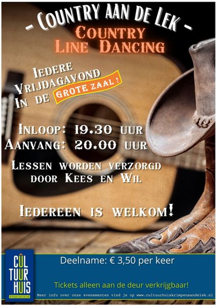 Poster Country Line Dancing in het Cultuurhuis