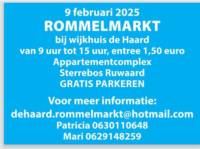 flyer Rommelmarkt Wijkhuis de Haard