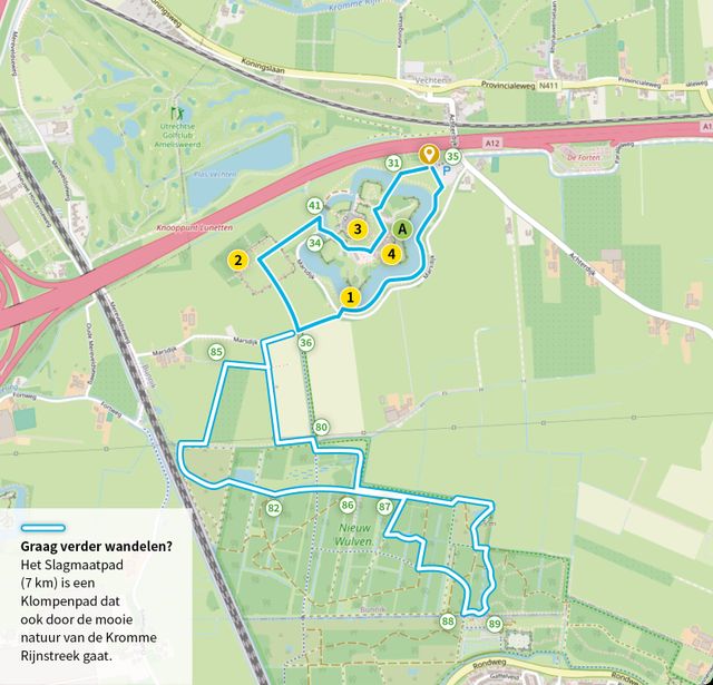 Kaart wandelroute Castellum Fectio Bunnik