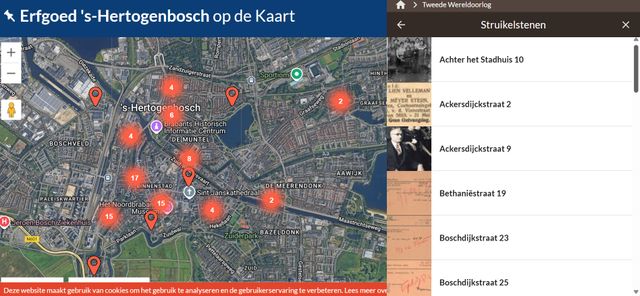 De struikelstenen zijn per locatie te vinden op de kaart van ’s-Hertogenbosch.