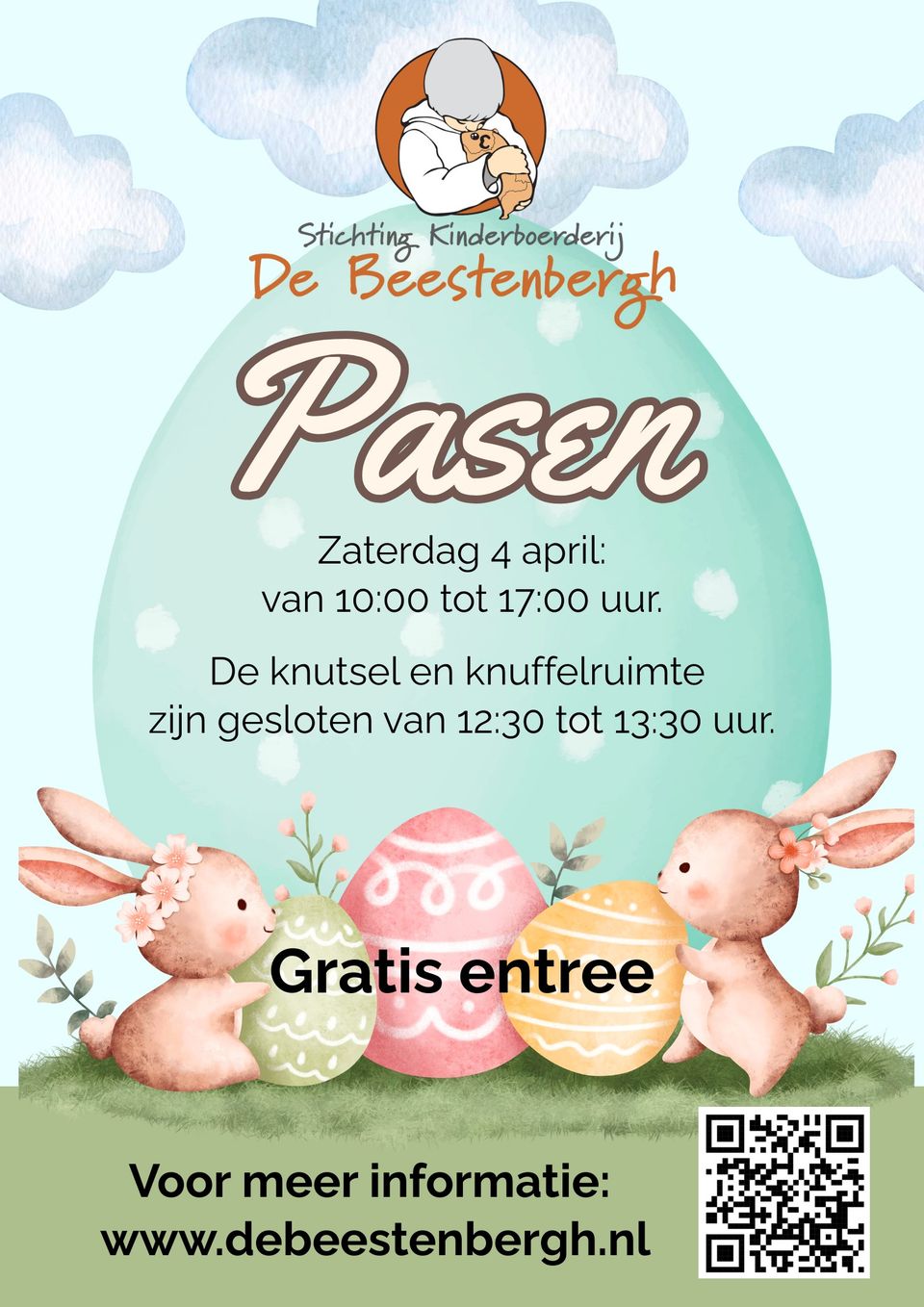 Poster met informatie over de activiteiten bij dek inderboerderij