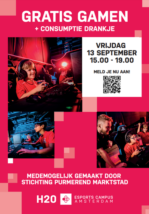 De poster voor gratis gamen bij H20