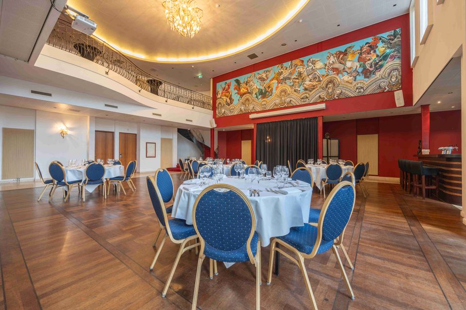De Balzaal is een schitterende ruime zaal met toegang tot de hoteltuin. Zeer geschikt voor een receptie, feest of ander event.