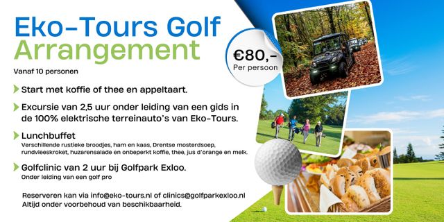 Een dag-arrangement met excursie bij Eko-Tours en een golf-clinic in Exloo