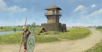 Illustratie van een wachttoren langs de Rijn. Beeld: Joeri Lefèvre