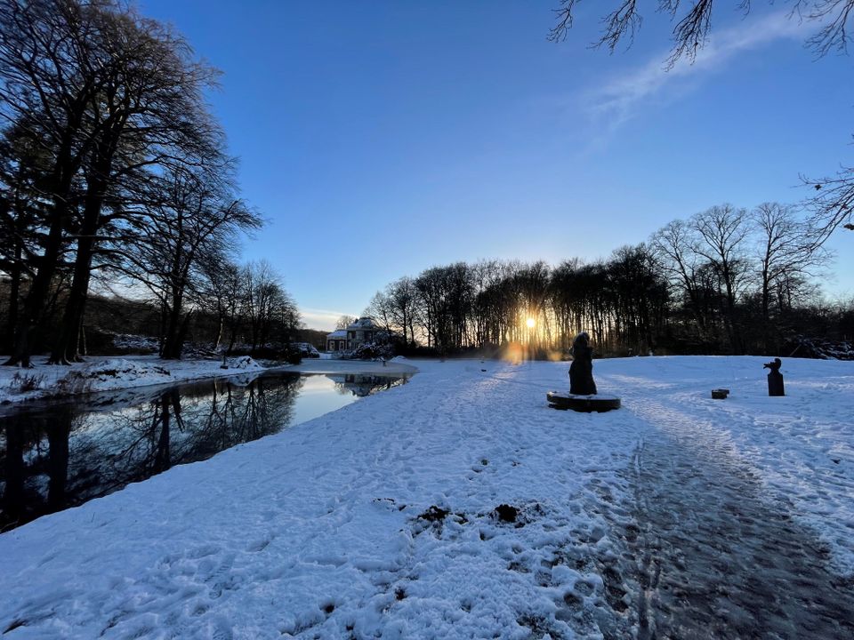 Uitzicht op landgoed Beerschoten in de winter