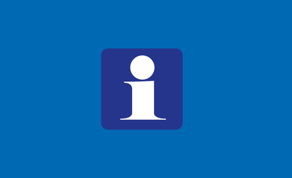 Het informatie logo met een witte i op een blauwe achtergrond.