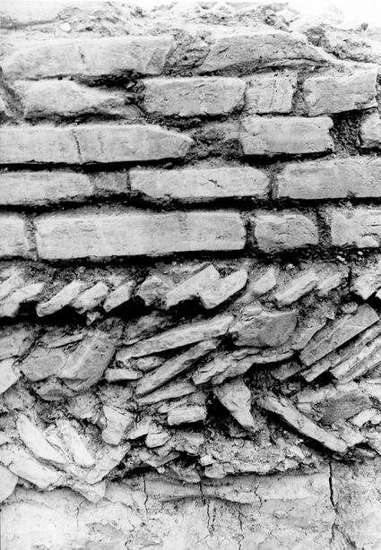 Intact fundament en opgaand muurwerk van de villa in Winssen in 1972. 
Bron: Radboud Universiteit.