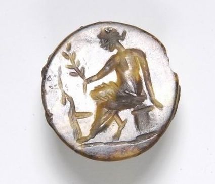 Gem met de afbeelding van Diana, in de 19e eeuw gevonden bij Rossum.