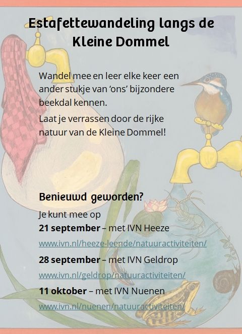 Poster Estafettewandelingen Kleine Dommel in september en oktober