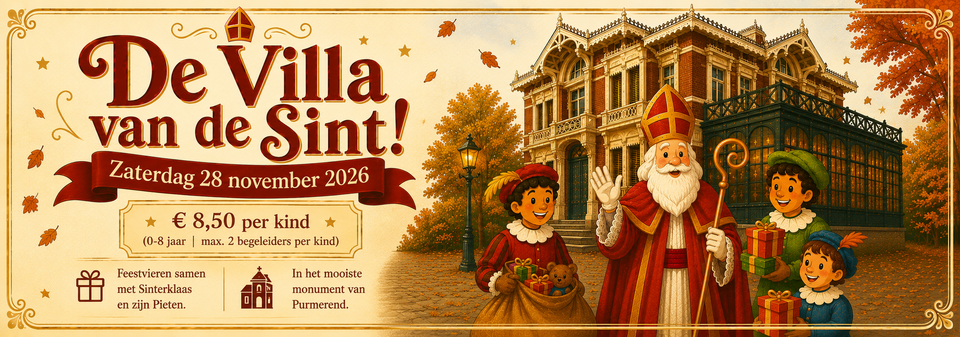 Banner voor sinterklaas activiteiten in Villa Clementine