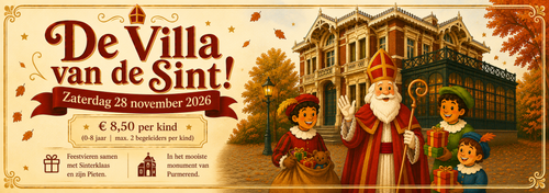 Banner voor sinterklaas activiteiten in Villa Clementine