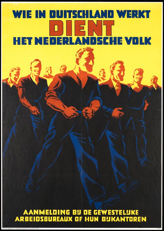 Propaganda in mei-juni 1942 voor de Arbeitseinsatz met een centrale rol voor het Gewestelijk Arbeidsbureau.