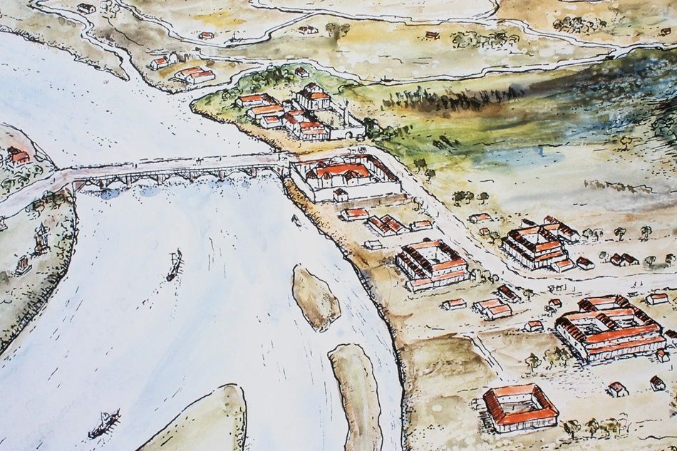 Drawing of Roman settlement Maastricht