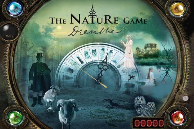 Illustratie van tabletgame The Nature Game met witte wieven, een koets en rammen.