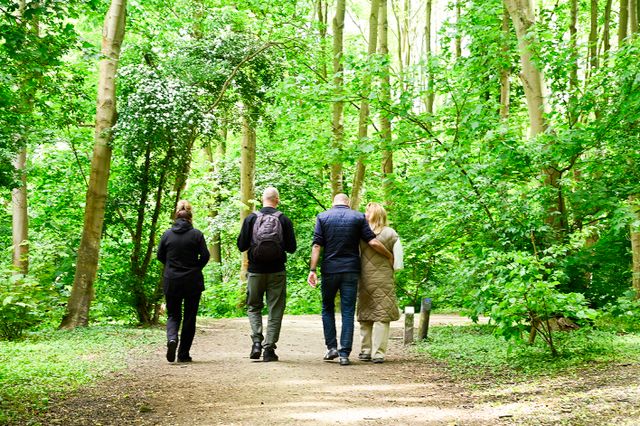 Mensen wandelend in Delftse hout