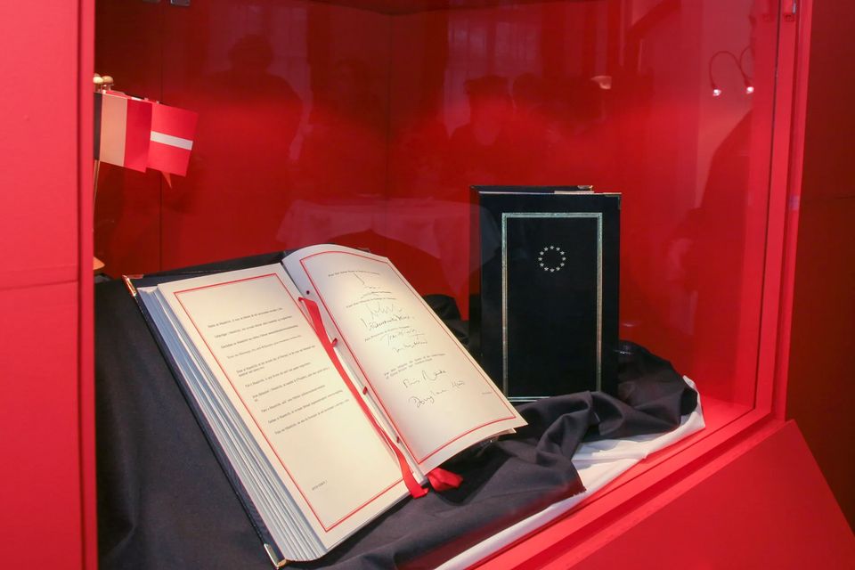 Maastricht Treaty behind glass