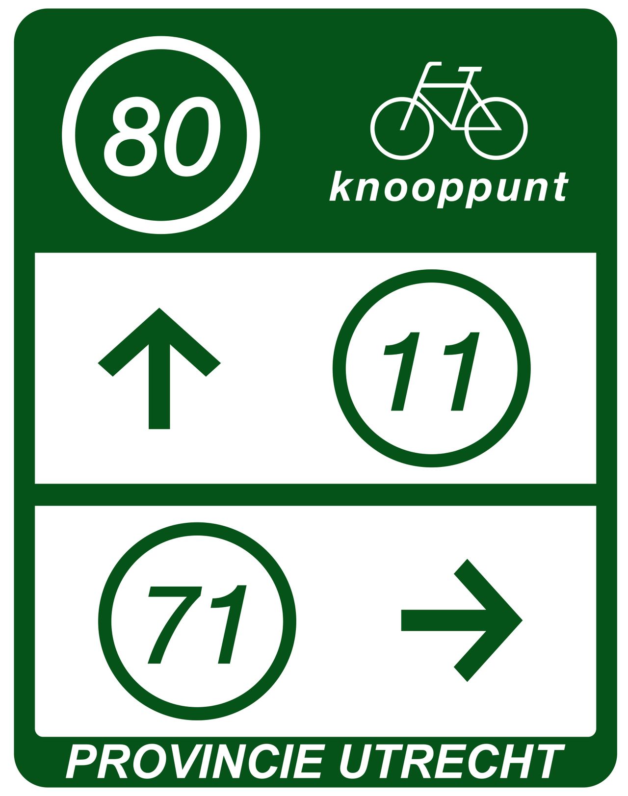 Routebord fietsknooppunt provincie Utrecht