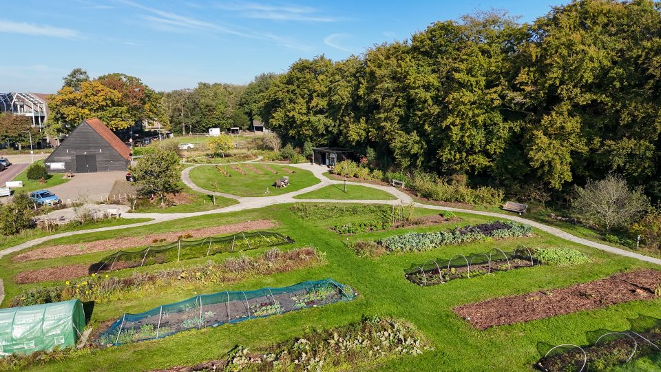 Moestuin van bovenaf gezien.