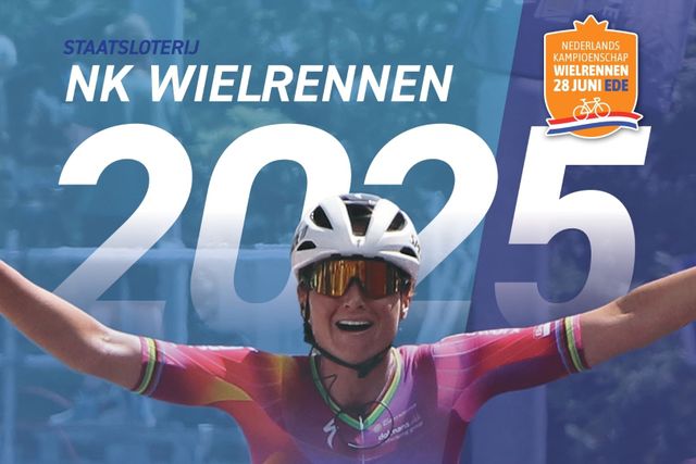poster NK Wielrenner met juichende wielrenner