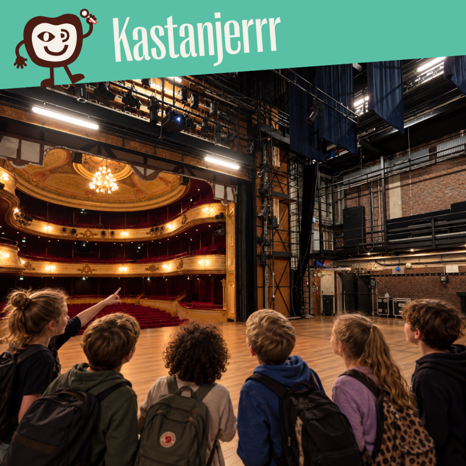 kinderen achter de schermen van de schouwburg