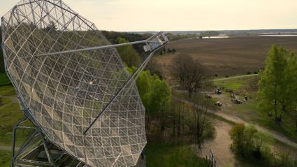 Drone-foto van de Dwingeloo telescoop