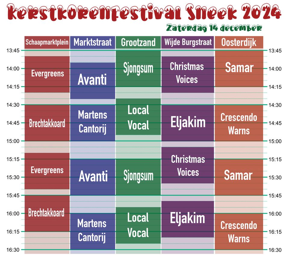Kerstkorenfestival Speelschema