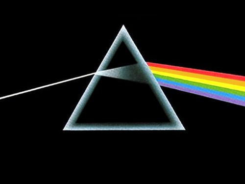 Pink Floyd logo, driehoek met regenboog