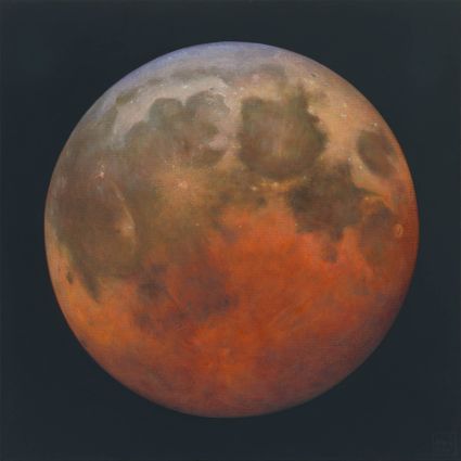 Maansverduistering, olieverf op linnen, 100 x 100 cm
