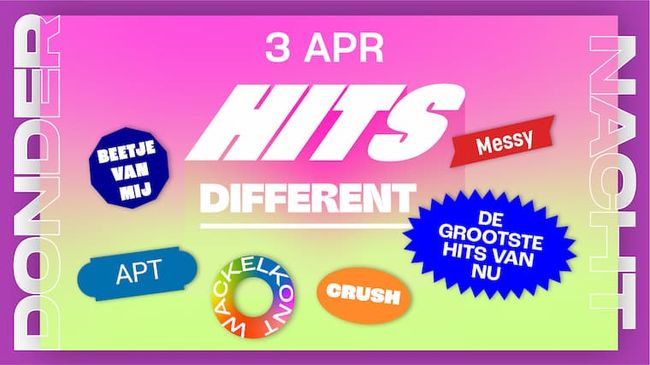 Dondernacht: Hits Different. 3 april 2025 in TivoliVredenburg Utrecht