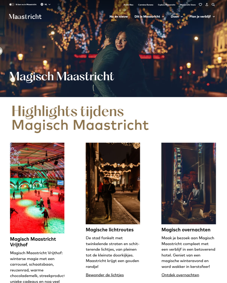 Voorbeeld Magisch Maastricht, highlights pagina