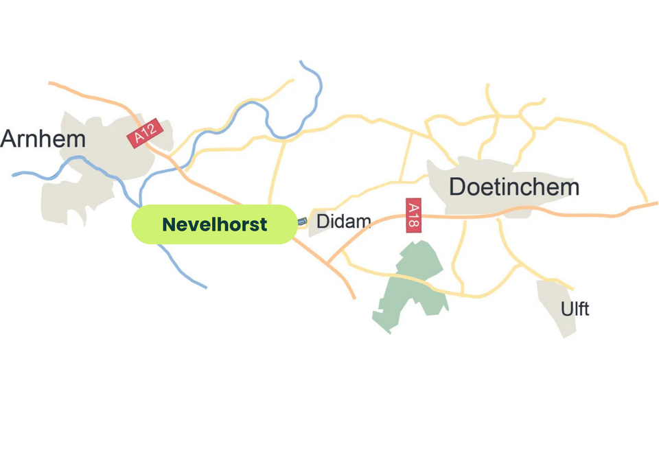 Kaart van de route naar Nevelhorst