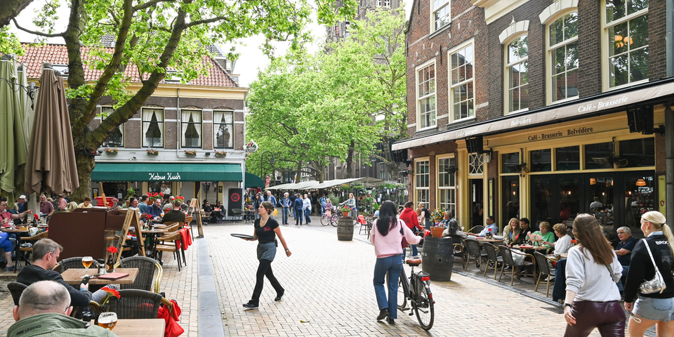 De gezellige beestenmarkt in Delft in de zomer