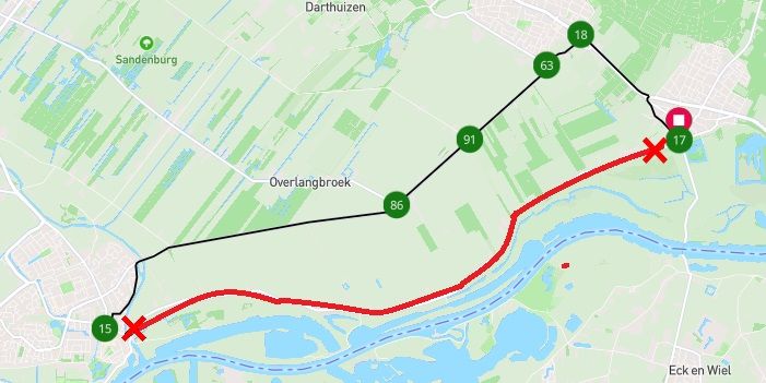 Omleiding fietsroutes afsluiting Lekdijk Wijk bij Duurstede - Amerongen