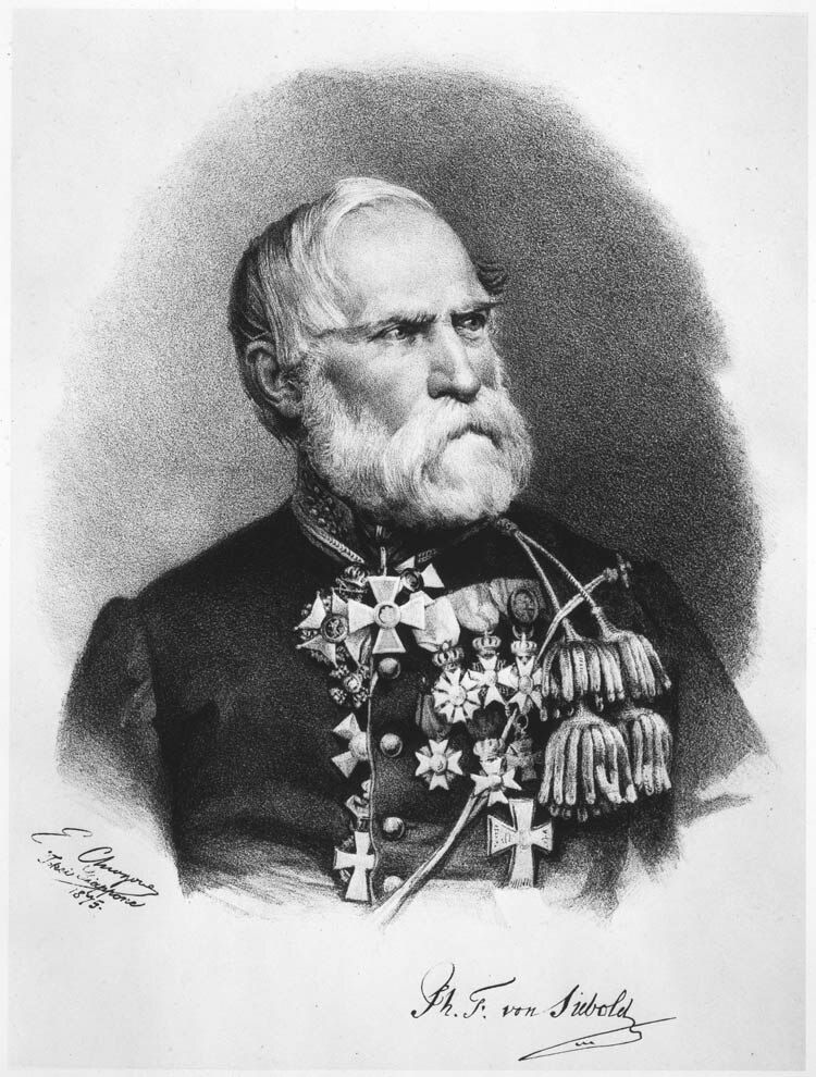 The German born physician Von Siebold left for Japan in 1823 by order of the Dutch government. He was to gather information about the country and take up teaching. He was very successful and the Japanese authorities even allowed him to start a medical practice outside Deshima, where he taught as well. Van Siebold also participated in a journey to the court and built up a good reputation with many Japanese scientists. In 1928, he was exiled from Japan when it was discovered that he wanted to send a map of Japan to the Netherlands, an act strictly forbidden by the Japanese government. On returning to the Netherlands, he exhibited the objects he had collected while traveling in Japan and he wrote several books, including Nippon and Flora Japonica. He did not return to Japan until 1859, when the country had finally given up its stringent isolation policy.