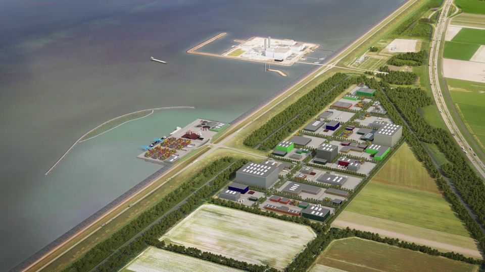 Flevokust Haven en het industrieterrein in Lelystad, Flevoland