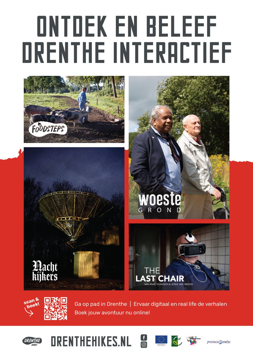 Poster met uitingen van de verschillende Drenthe hikes.