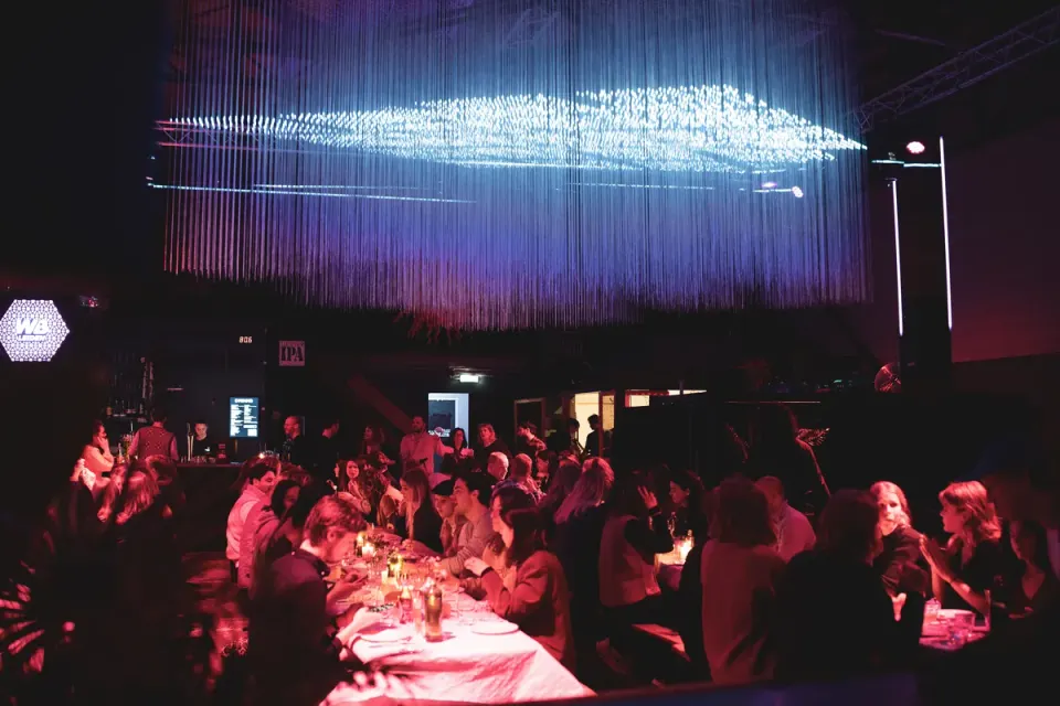 Inside Wibar Leiden during a dinner event