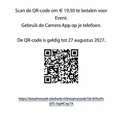 qr-code voor reserveren benefietavond