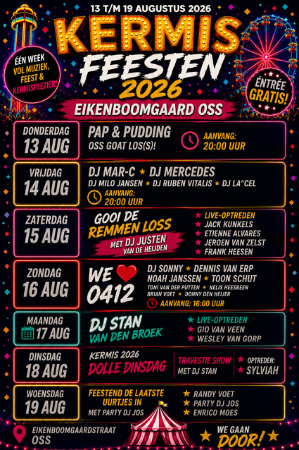 Poster kermisfeesten eikenboomgaard oss