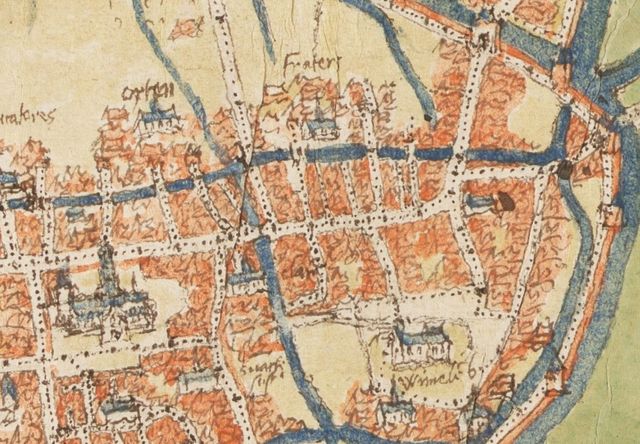 Oude kaart waar het Reinier van Arkel gesticht op staat